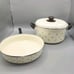 VTG Enamel Pots Pan Set Floral Off White Enamel Cookware