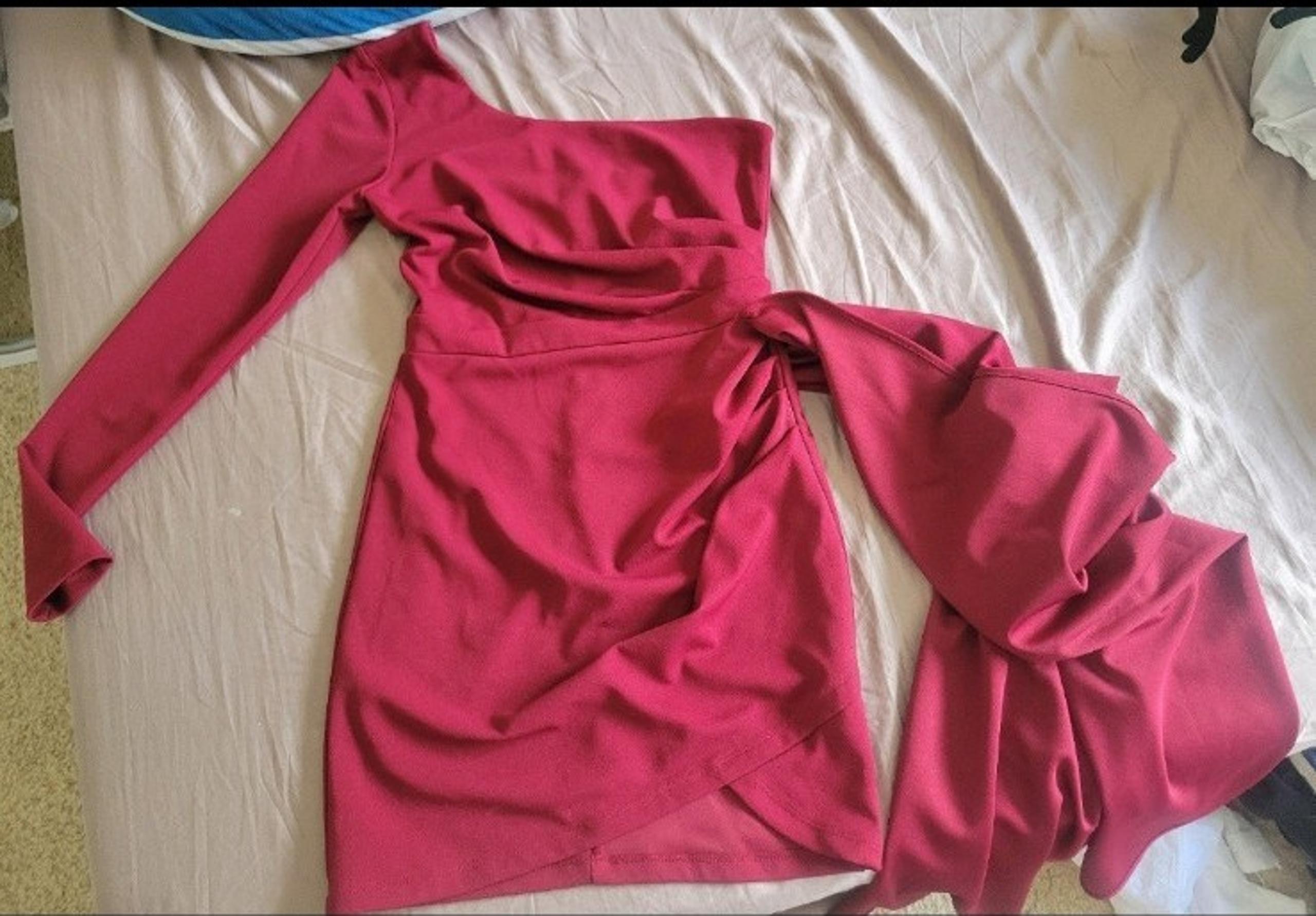 One Shoulder Burgundy Dress