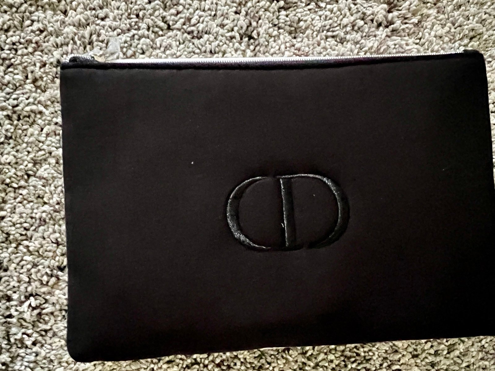 Dior Cosmetic Bag Embroidered Logo-Black with silver hardware