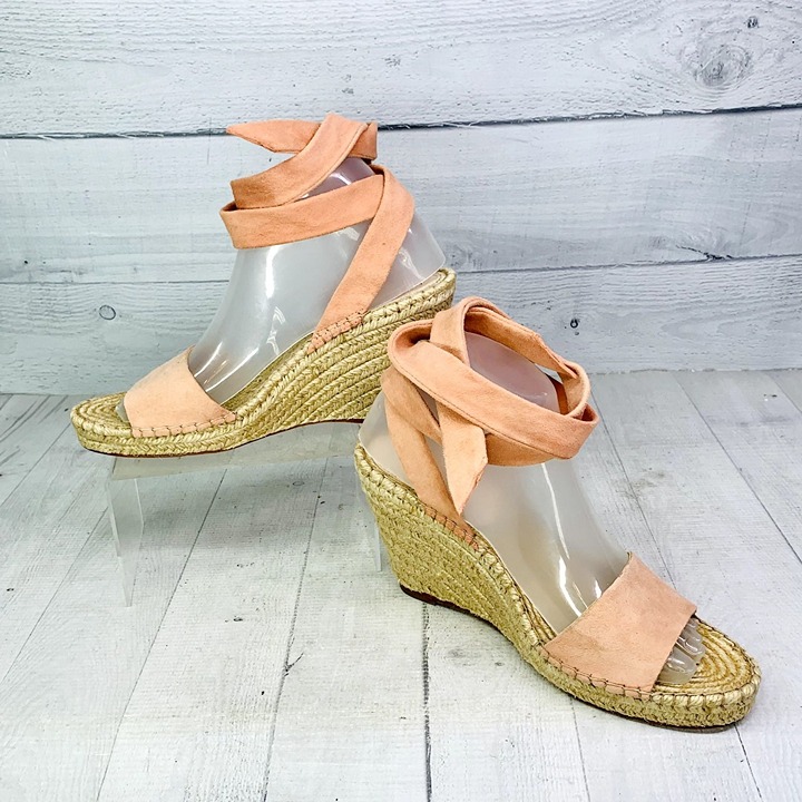 LOEFFLER RANDALL Womens Harper Espadrille Wedge Sandal Pink Suede Size 8 B