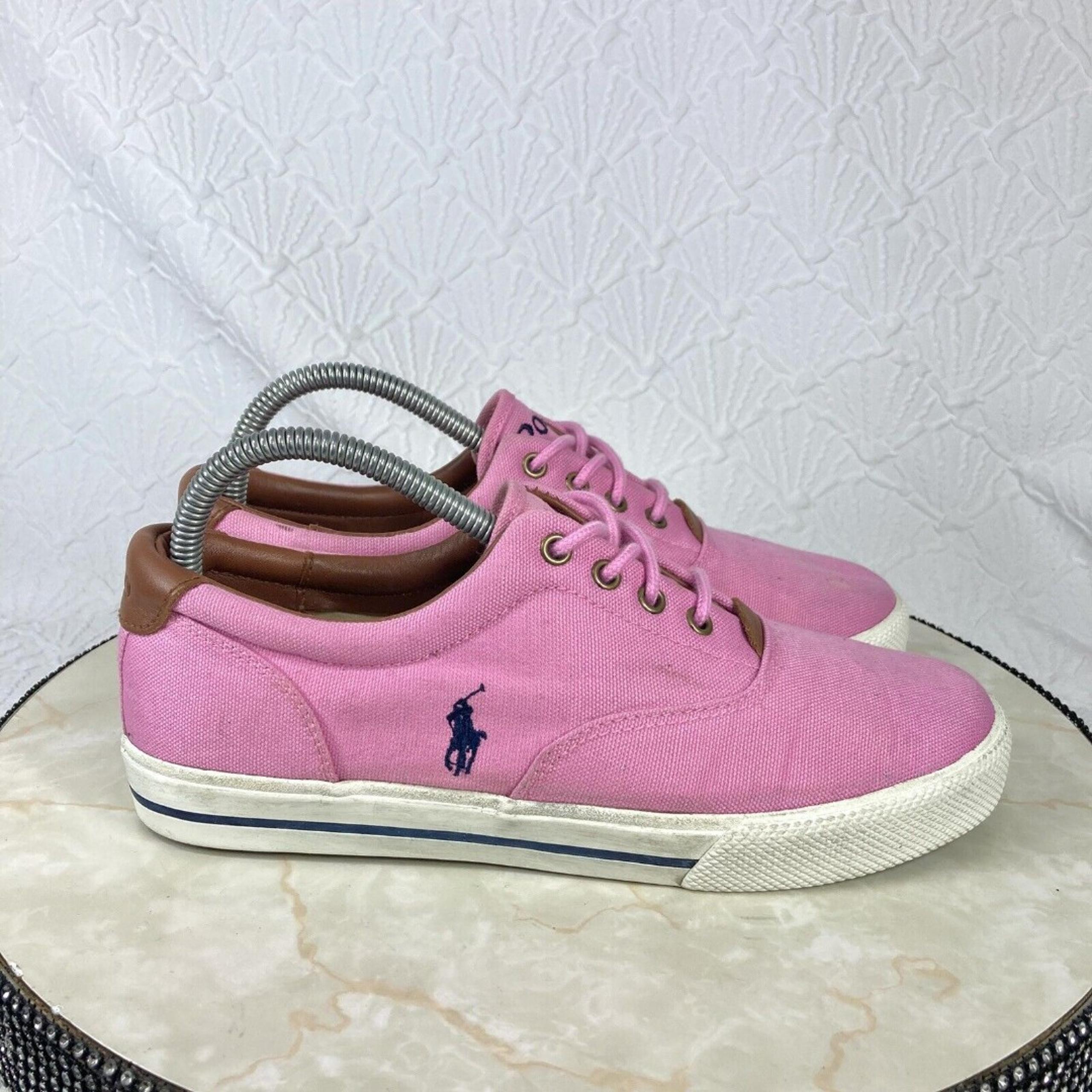 Polo Ralph Lauren Comfort Sneaker Women 8.5 Pink Canvas Lace Up Streetwear Shoes