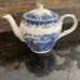VINTAGE ANTIQUE Tea Pot MEAKIN Blue White THE COURTSHIP