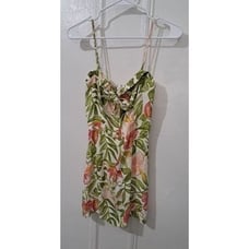 Reformation Womens Size 4 Sweetheart Skater Dress Elastic Back Floral Green