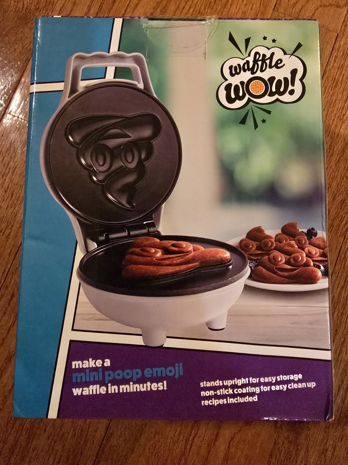 Poop Emoji Mini Waffle Maker- Make Breakfast Fun for w Cute Smiley Face Desig...