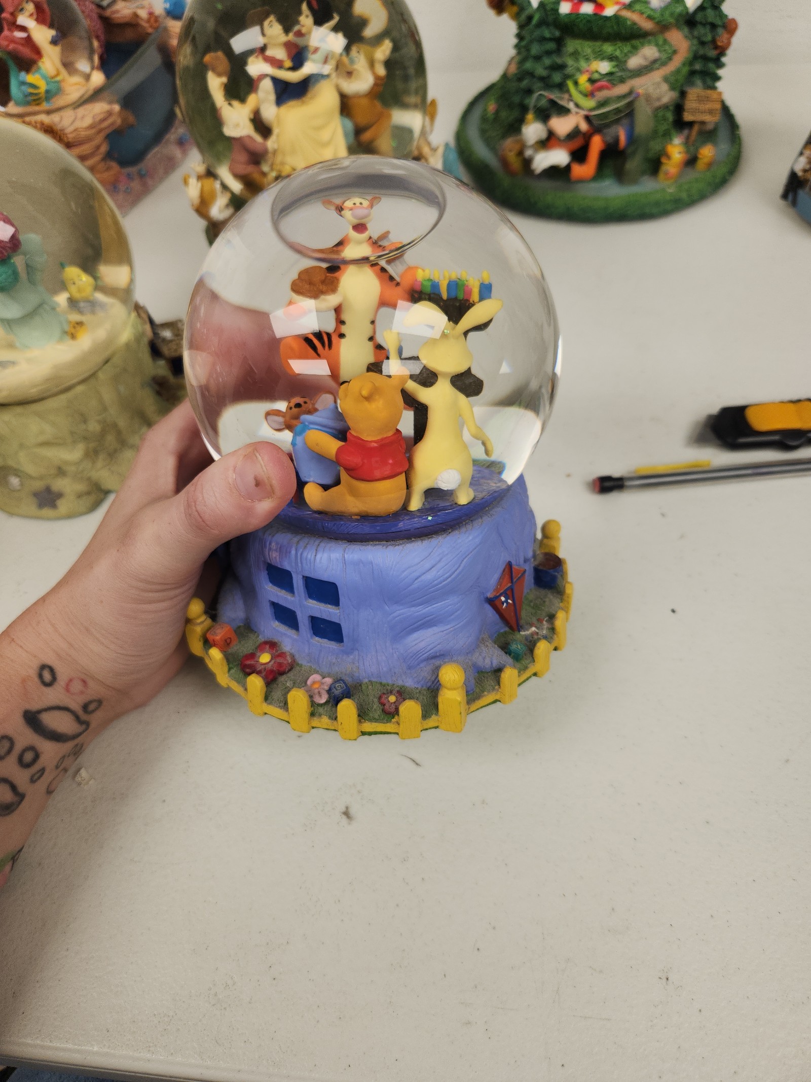 Disney birthday pooh snow globe