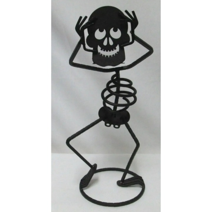 PARTYLITE BONES METAL Skeleton Halloween Tealight CANDLE HOLDER RETIRED NIB