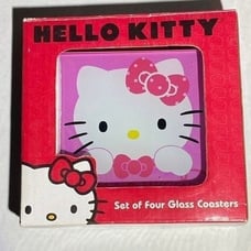 Vintage Sanrio Hello Kitty Glass Coasters Set