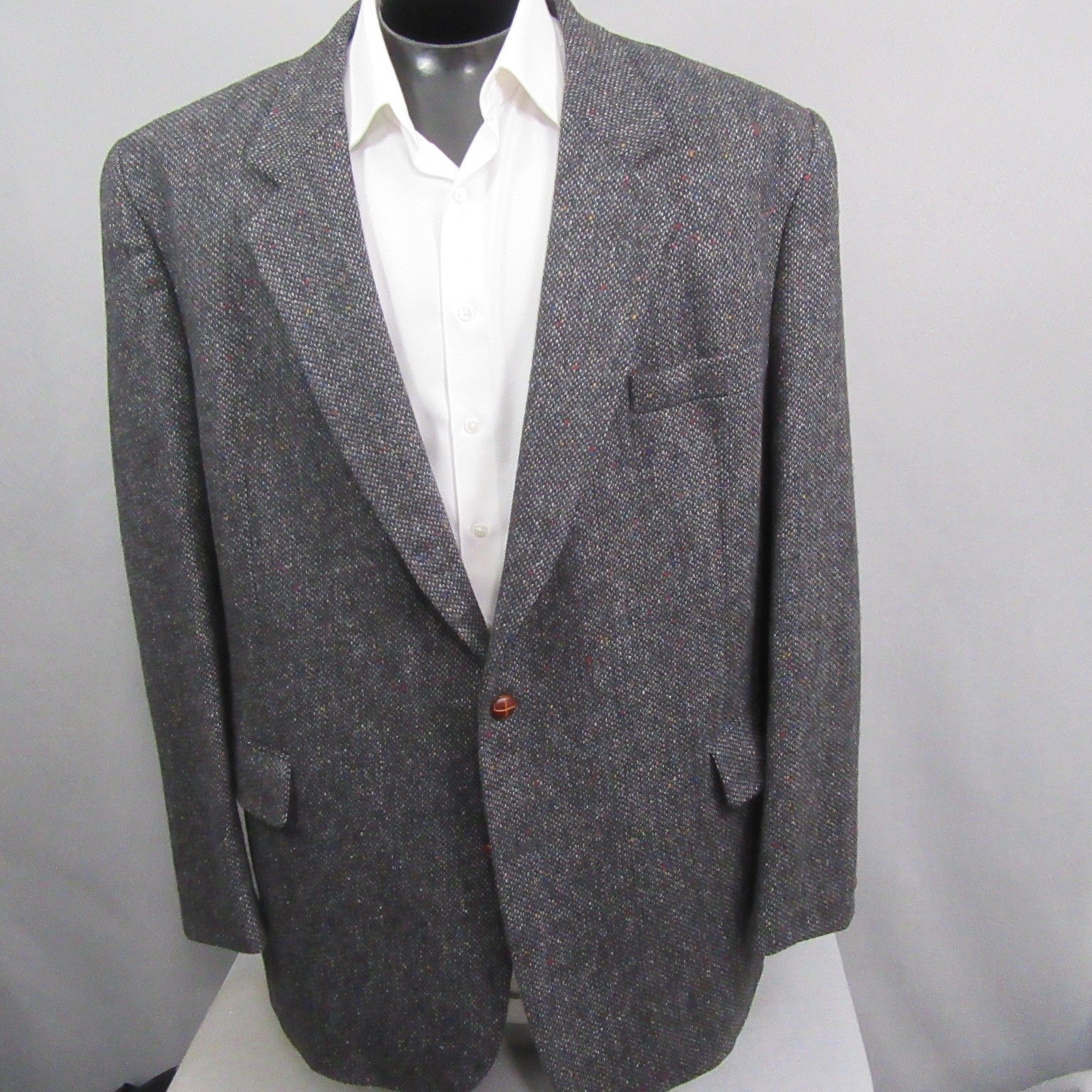 English Manor Mens Sport Coat 50L Gray Speckled Birdseye Blazer Single