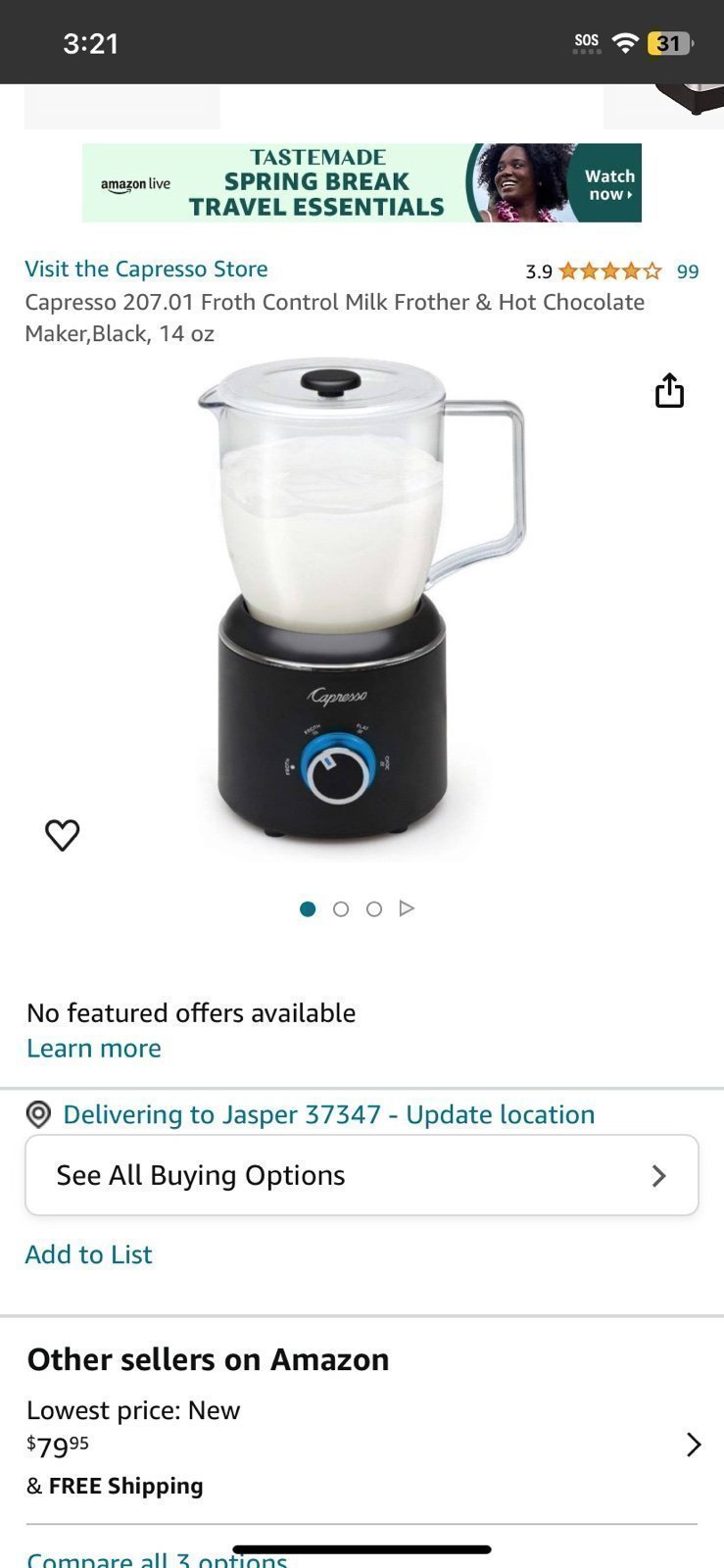 Capresso 207.01 Froth Control Milk Frother & Hot Chocolate Maker,Black, 14 oz