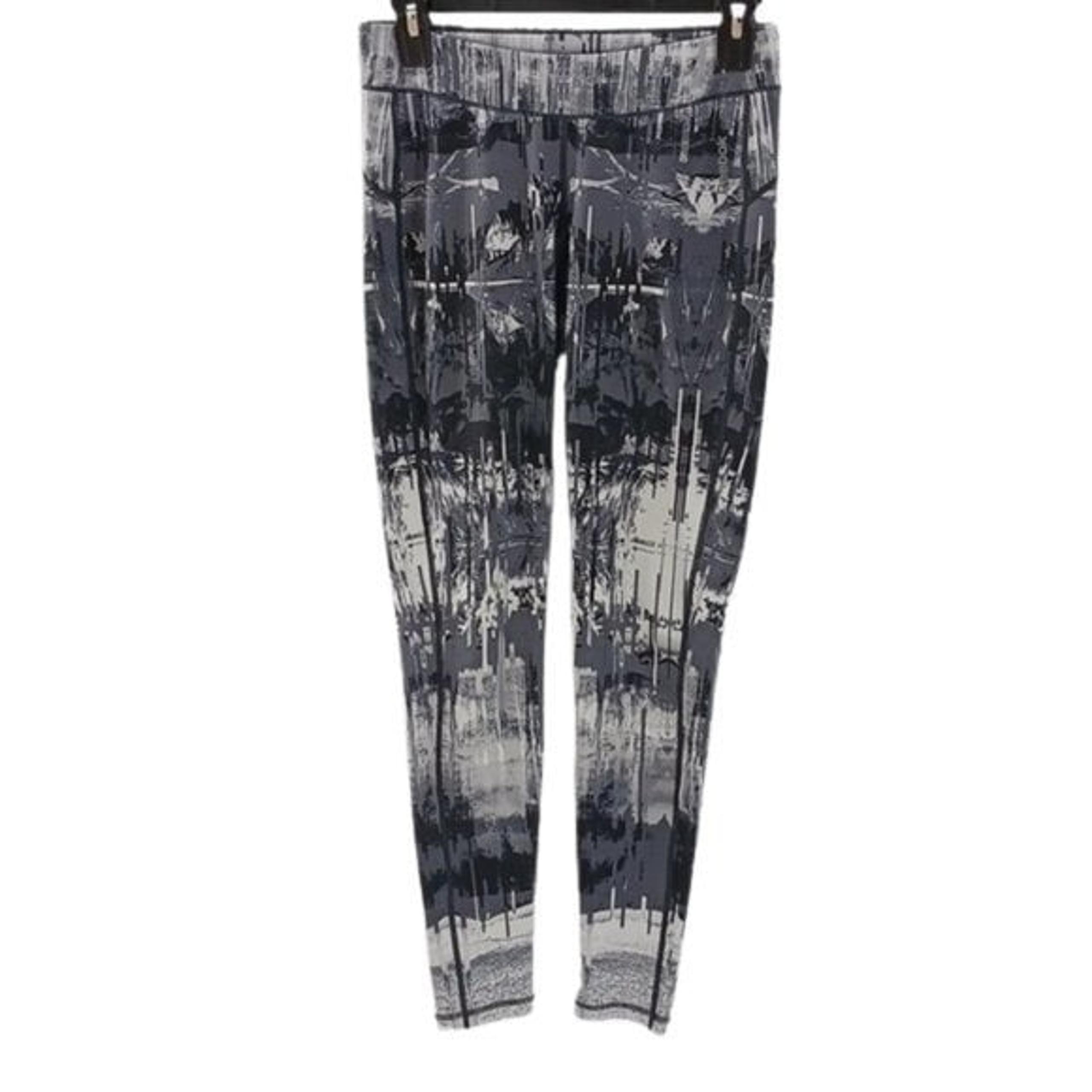 Reebok Leggings Sporty Activewear Full Length Gray Abstract Womens Size Small