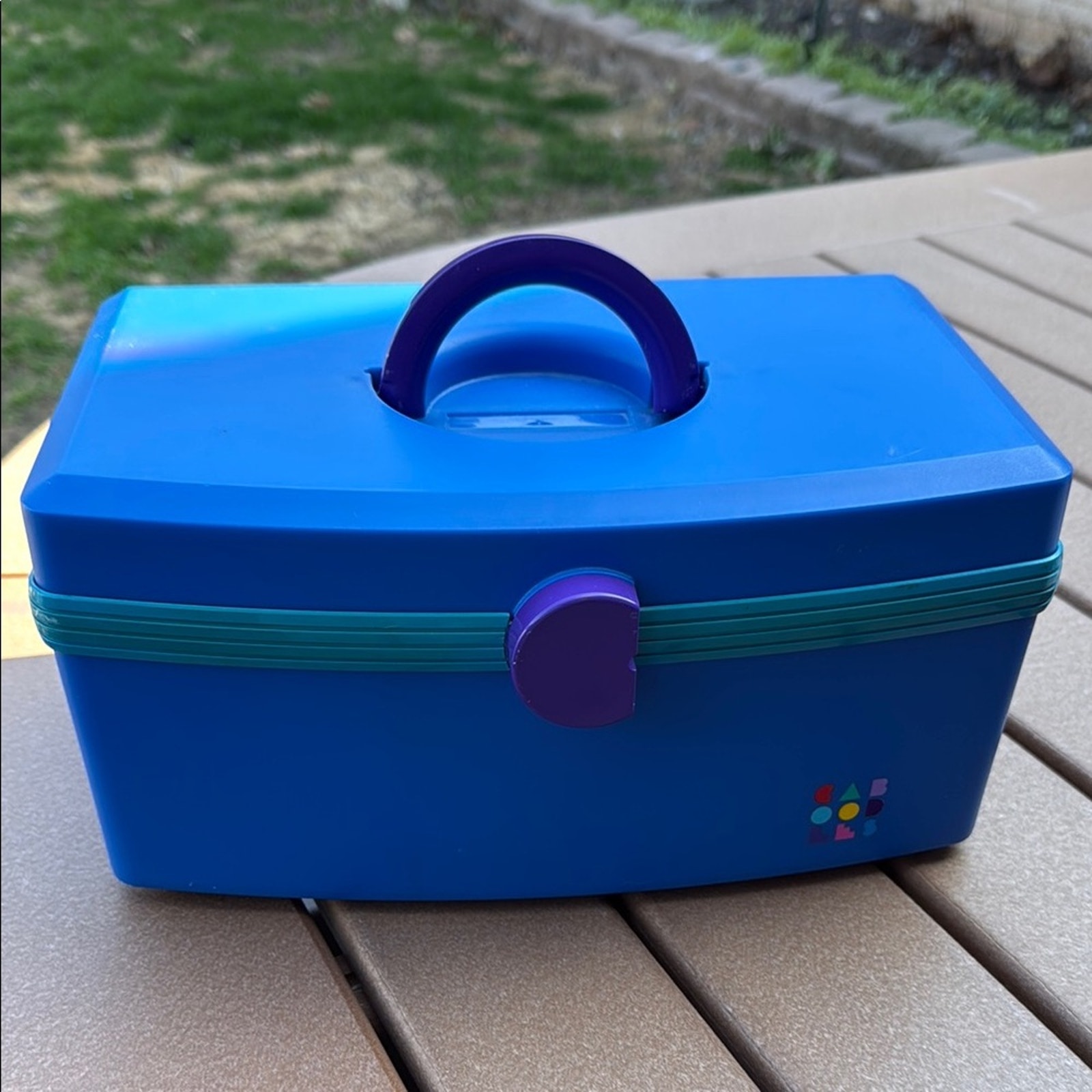 Vintage 80s Caboodles Cosmetic Carry Case Organizer 2760 Blue Green Purple