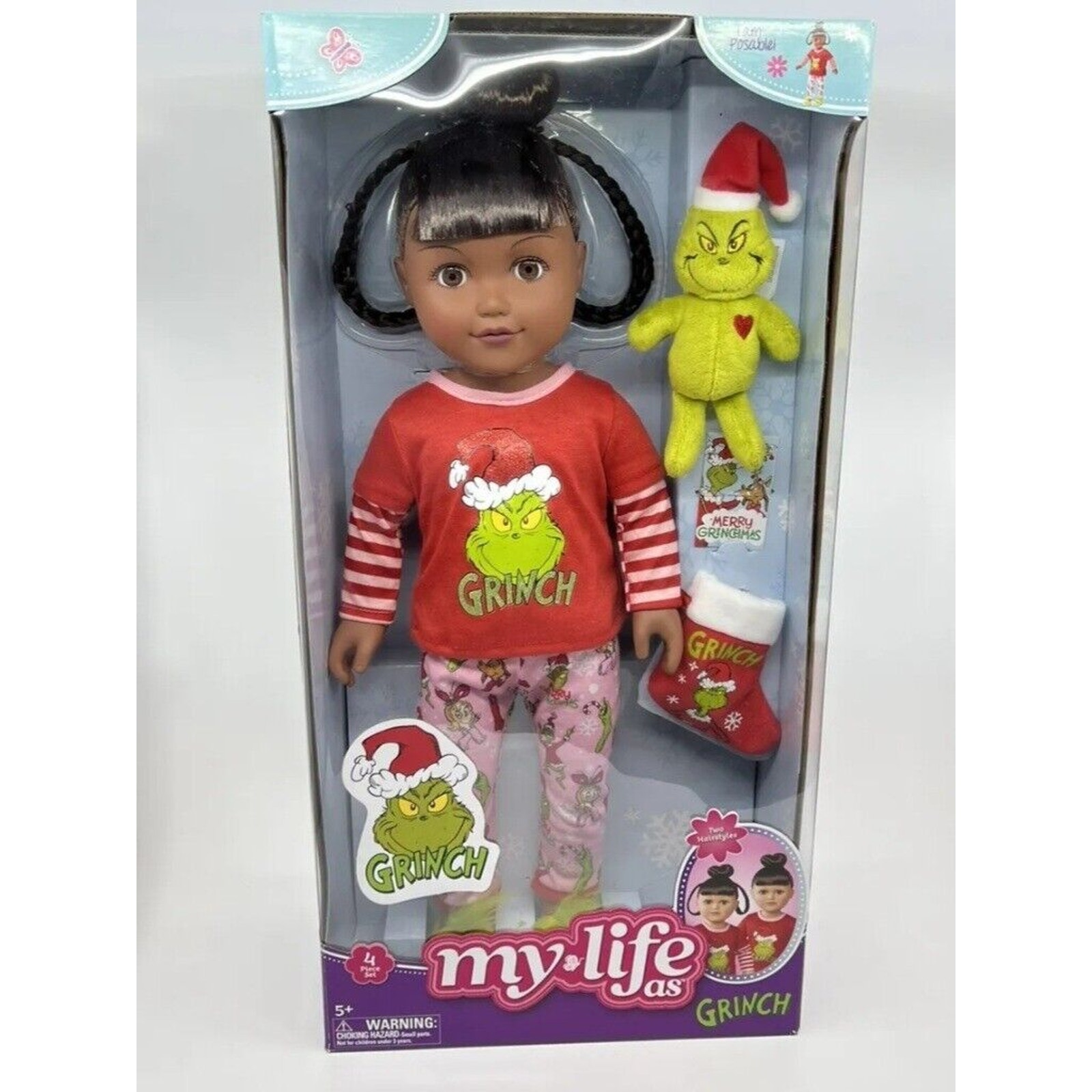My Life As Grinch 18” Cindy Lou Who Doll Plush Christmas Stocking Dark Brunette
