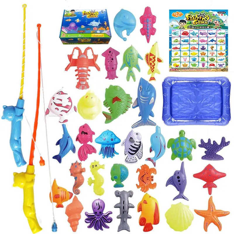 Children's Toys Summer Magnetic Fishing Toys Set Beach Pool Bath Toy