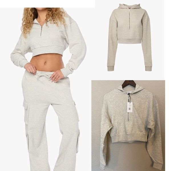 NWT We Wore What Fleece Half Zip Hoodie Heather Gray” Medium