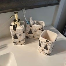 Bathroom Accessories Set Complete, 4 Piece Marble Pattern Bath Sets