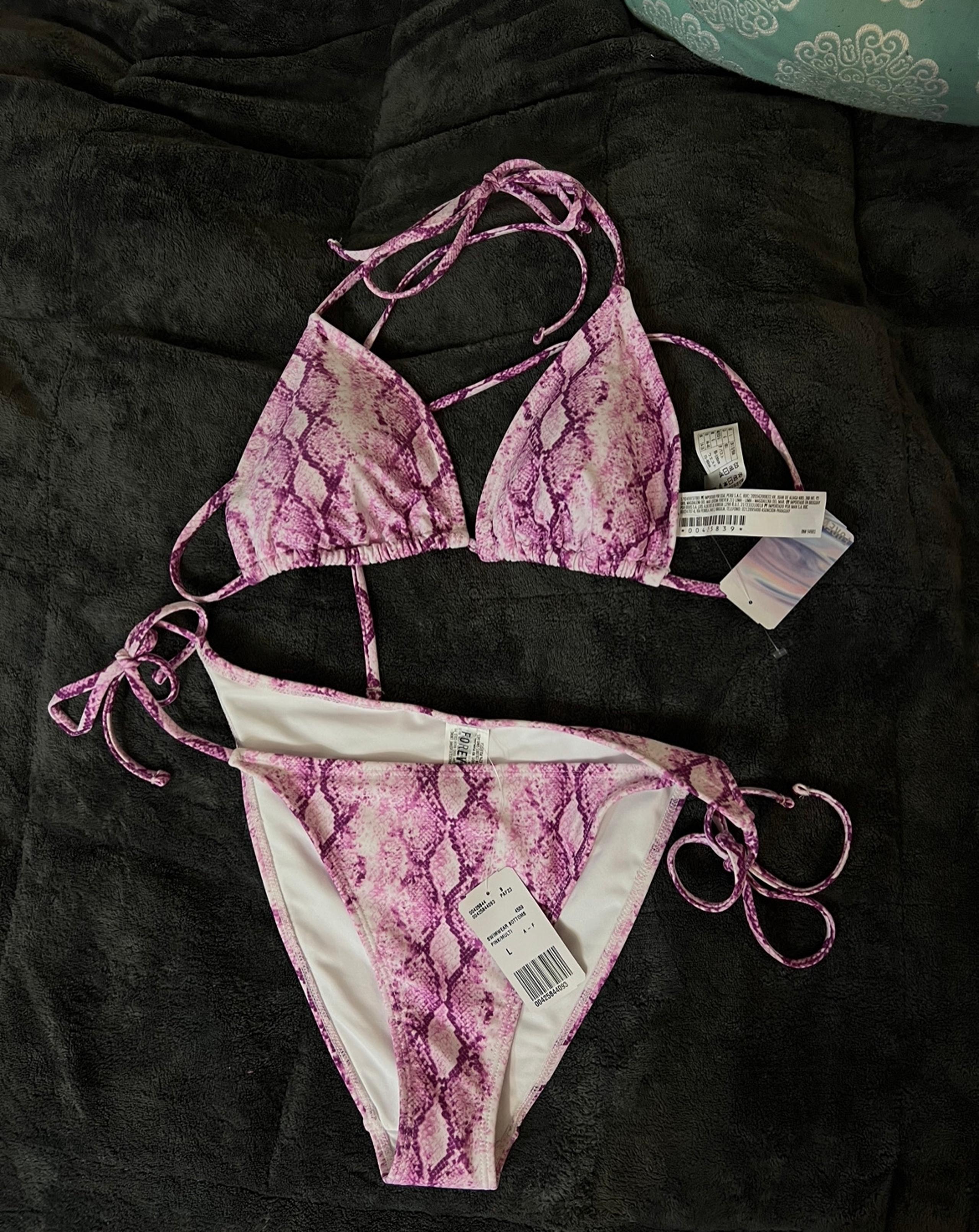 Forever 21 pink snake print bikini swimsuit