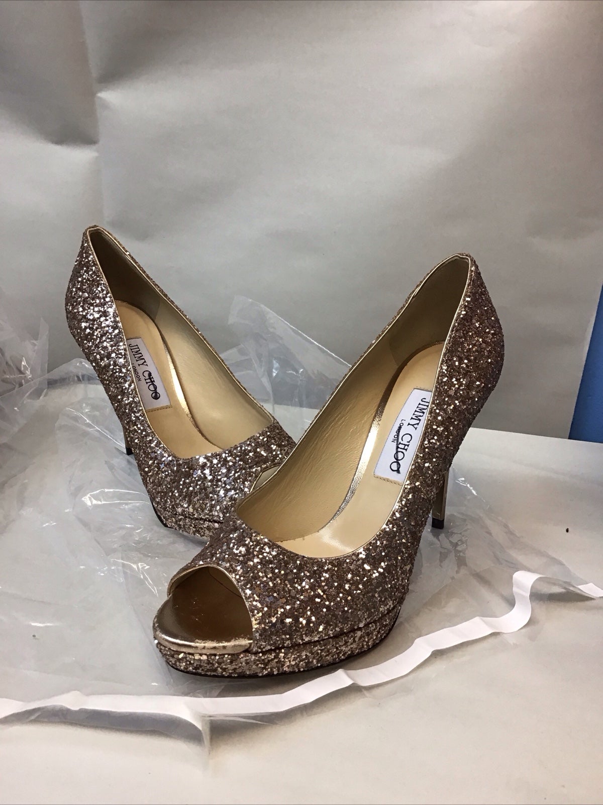 JIMMY CHOO classic black pumps heels shoes ITALY 38-1/2 38.5
