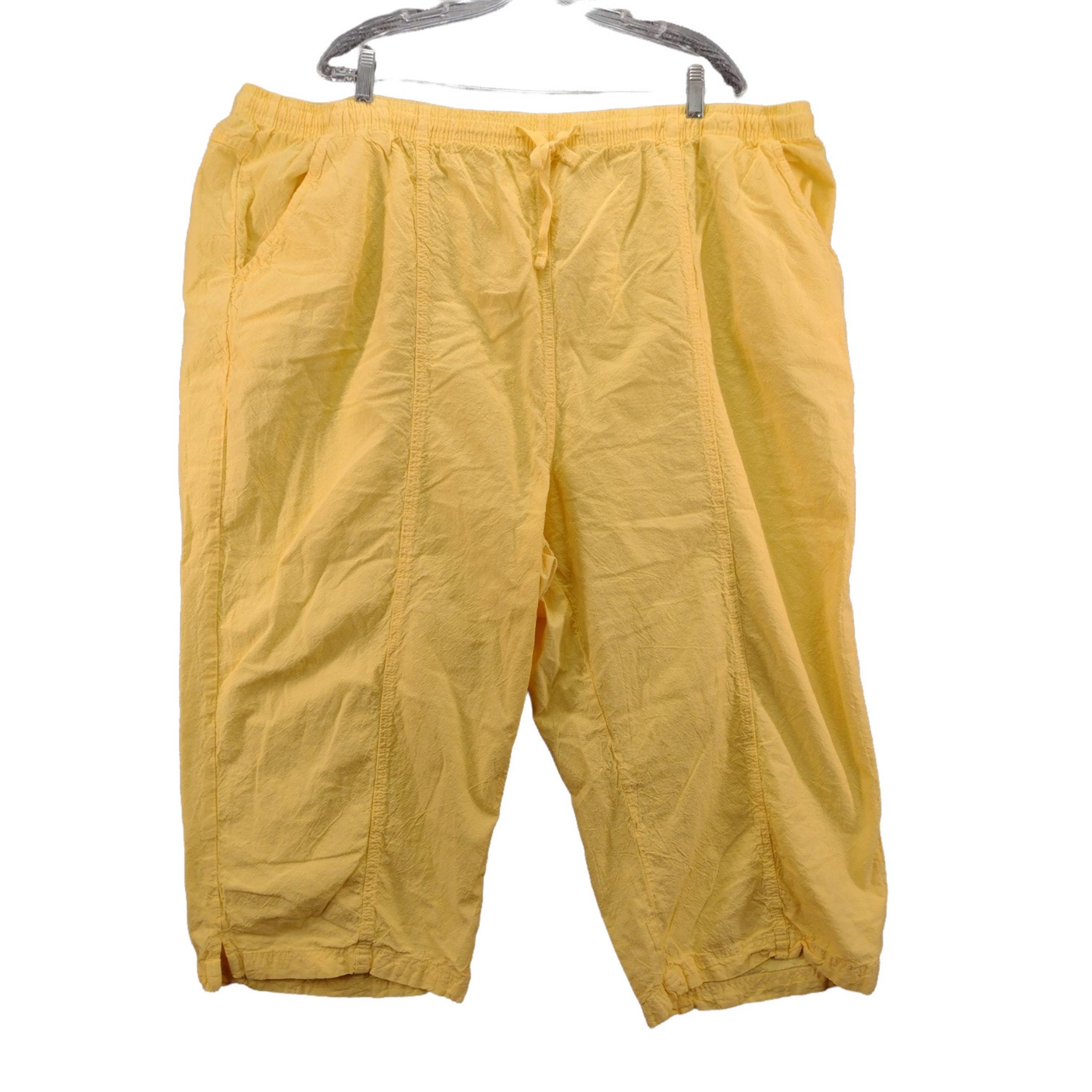 Womens Erika Shorts Size 5X Yellow 100% Cotton Slash Pockets