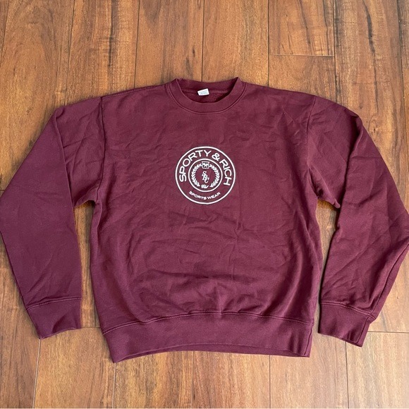 NEW SPORTY & RICH BURGUNDY CREWNECK SZ SMALL S