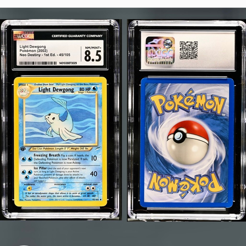 1st Edition Light Dewgong Vintage Pokémon Card Neo Destiny CGC Graded 8.5