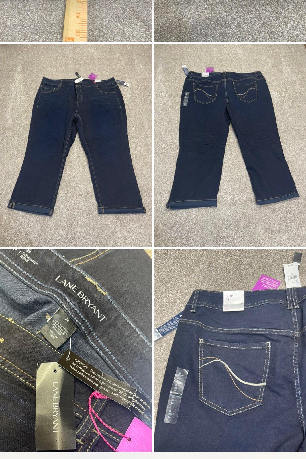 Lane Bryant womens crop jeans sz 24 genius fit jeans dark wash nwt