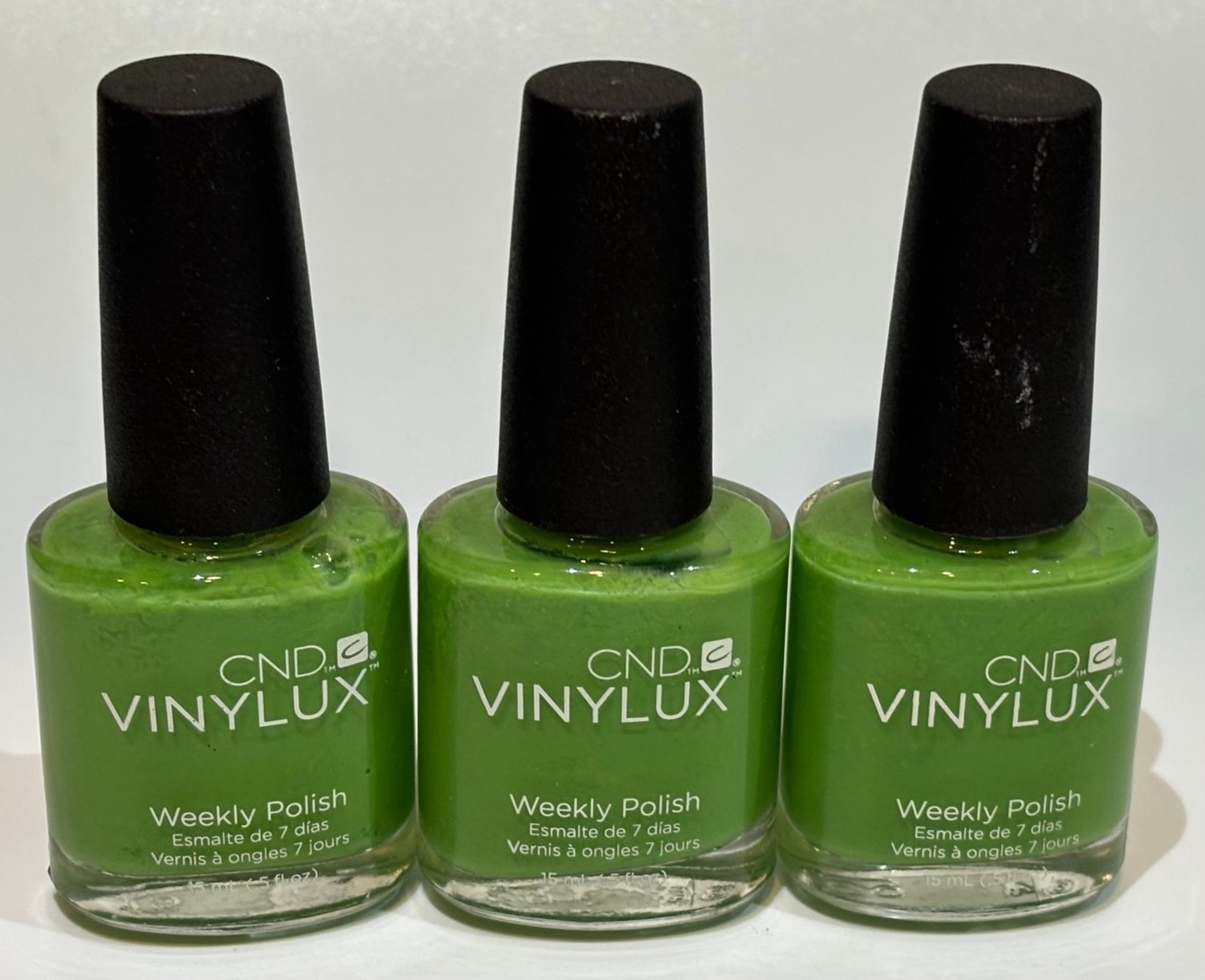 3 full size bottle lot CND Vinylux weekly nail polish - Lush Tropics #170 green