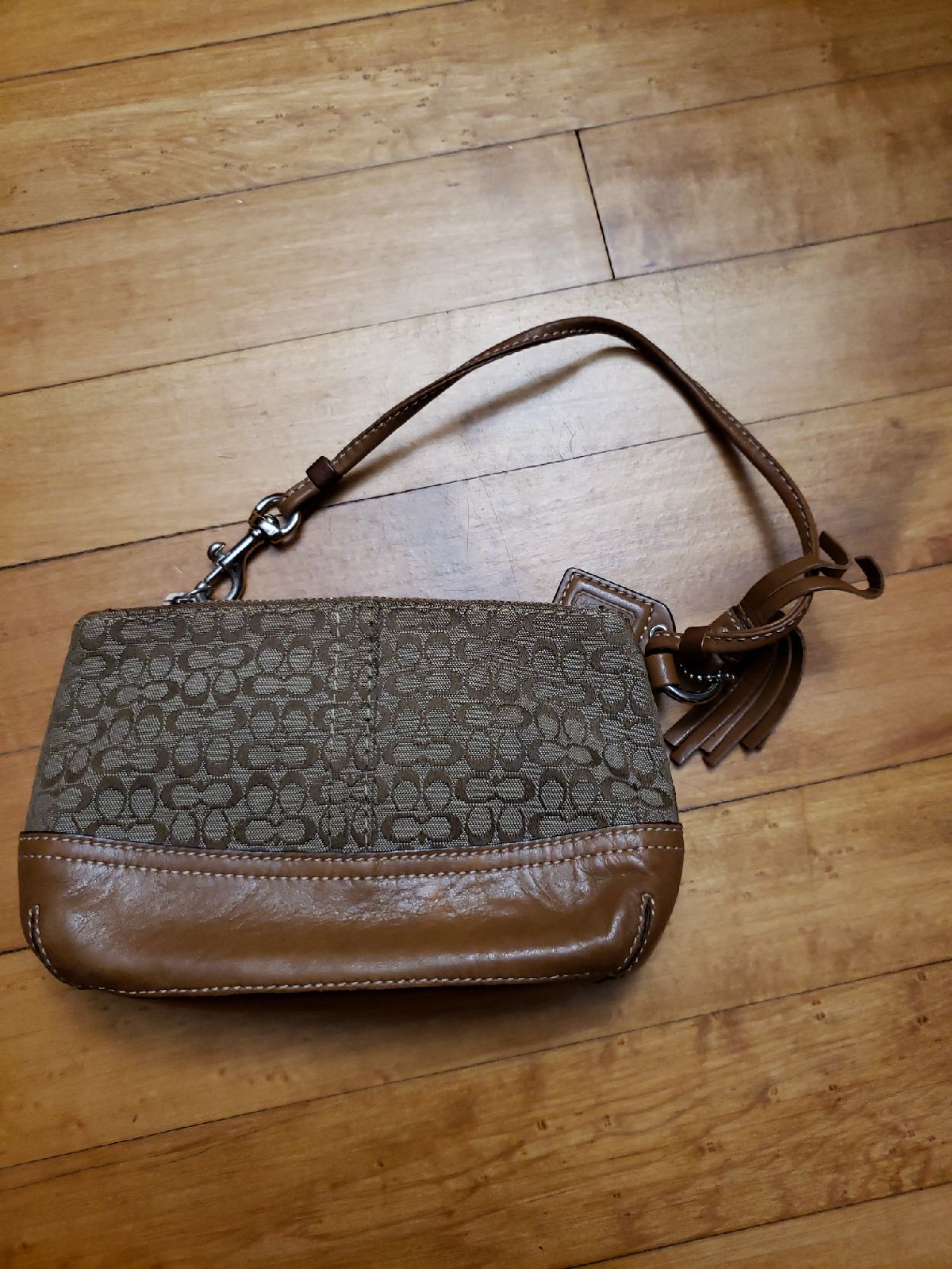 Coach brown wristlet