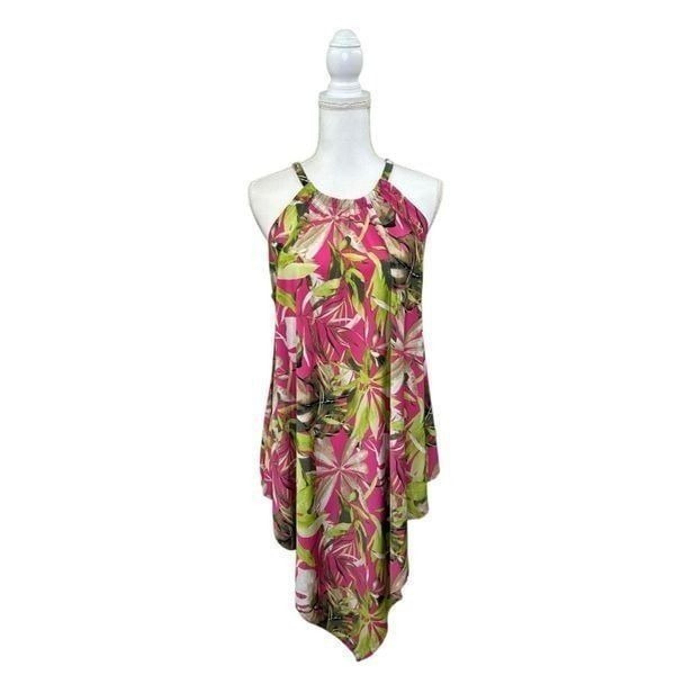 Cato Floral Tropical Asymmetrical Pullover Coverup Dress Colorful Womens Size XL