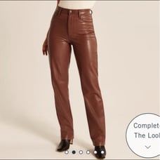 Abercrombie and Fitch The 90s Straight Ultra High Rise Brown Vegan Leather Pants