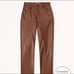 Abercrombie and Fitch The 90s Straight Ultra High Rise Brown Vegan Leather Pants
