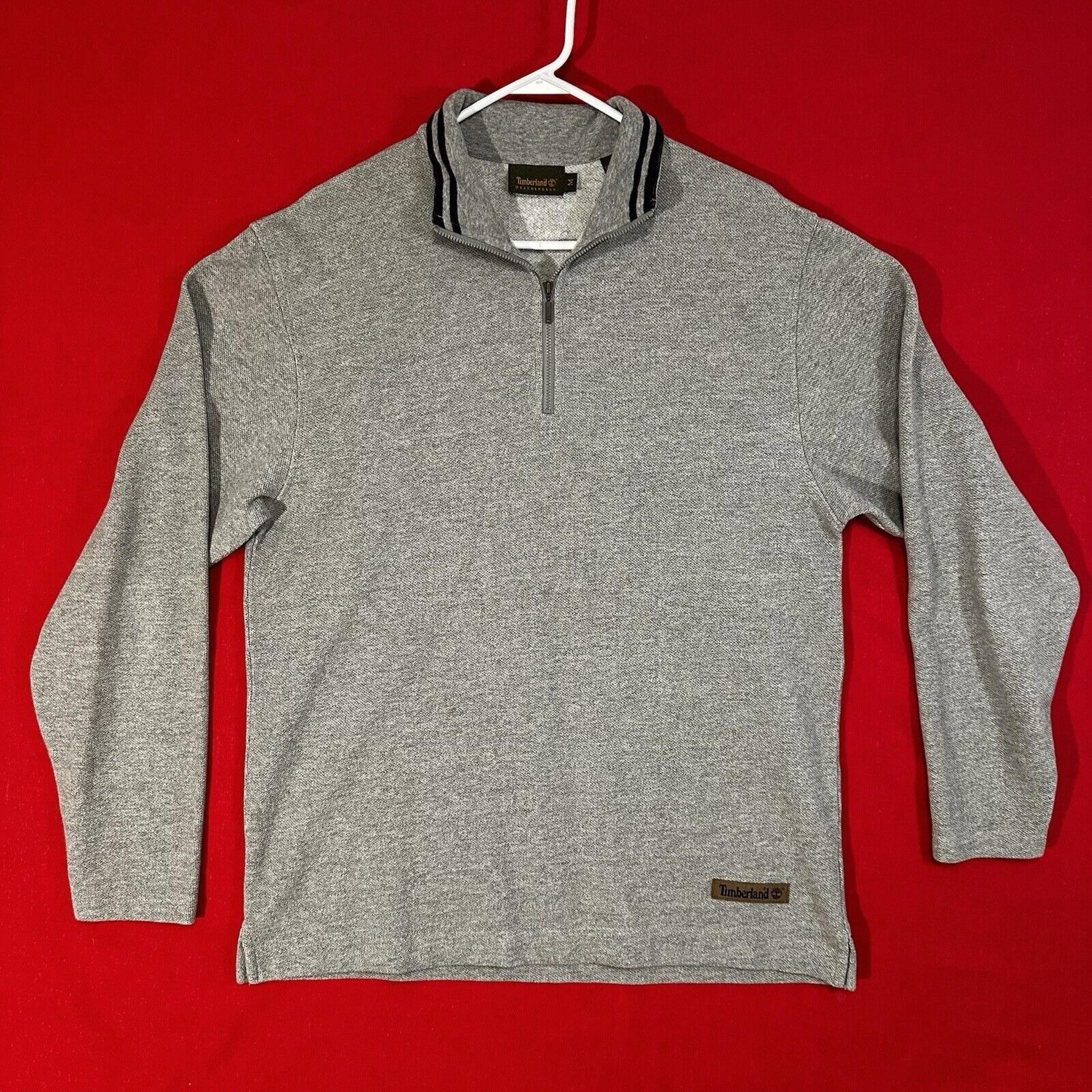 Timberland Long Sleeve Weathergear 1/4 Zip Gray Sweater Size Medium