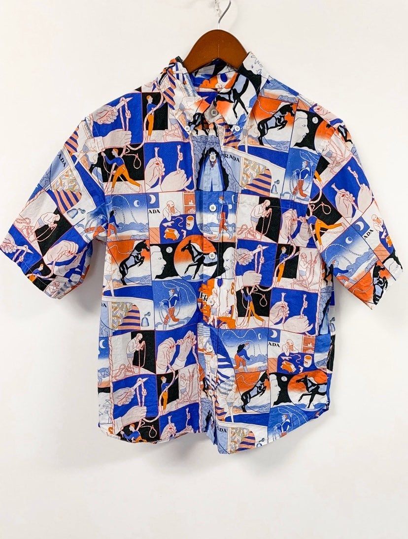 PRADA SS18 COMIC ROPE MOTIF PRINT SHIRT