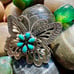 Southwestern Sterling Silver and Turquoise Statement Butterfly Ring Size 7.75