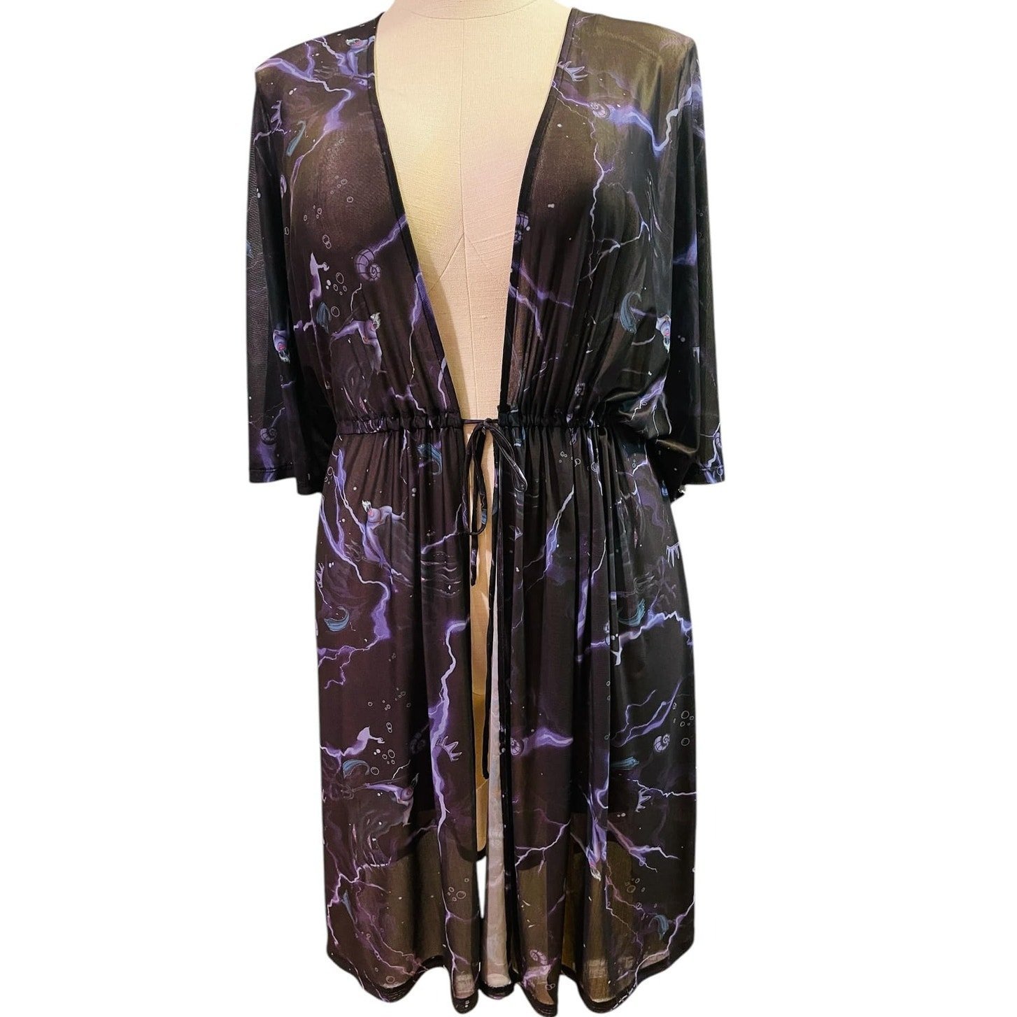 Torrid 3X/4X Disney Little Mermaid Ursula Mesh Swim Swimsuit Cover Up Kimono New