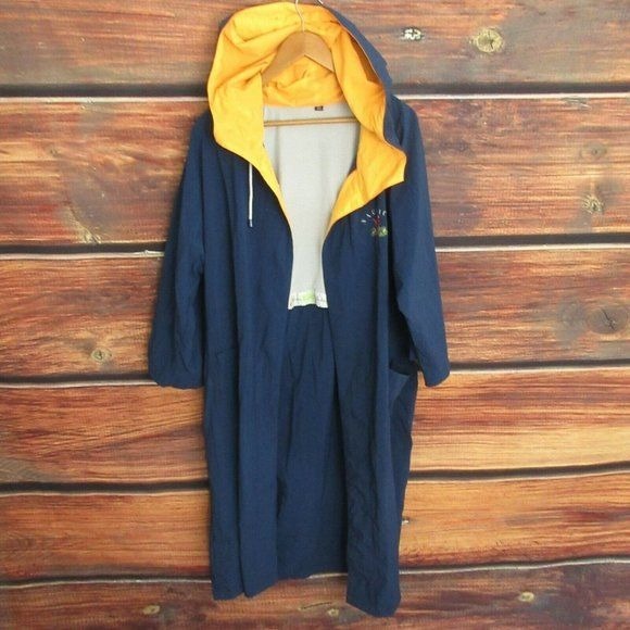 Men's Rare Vintage Designer Nautica Long Windbreaker Jacket, Navy Blue, One Size