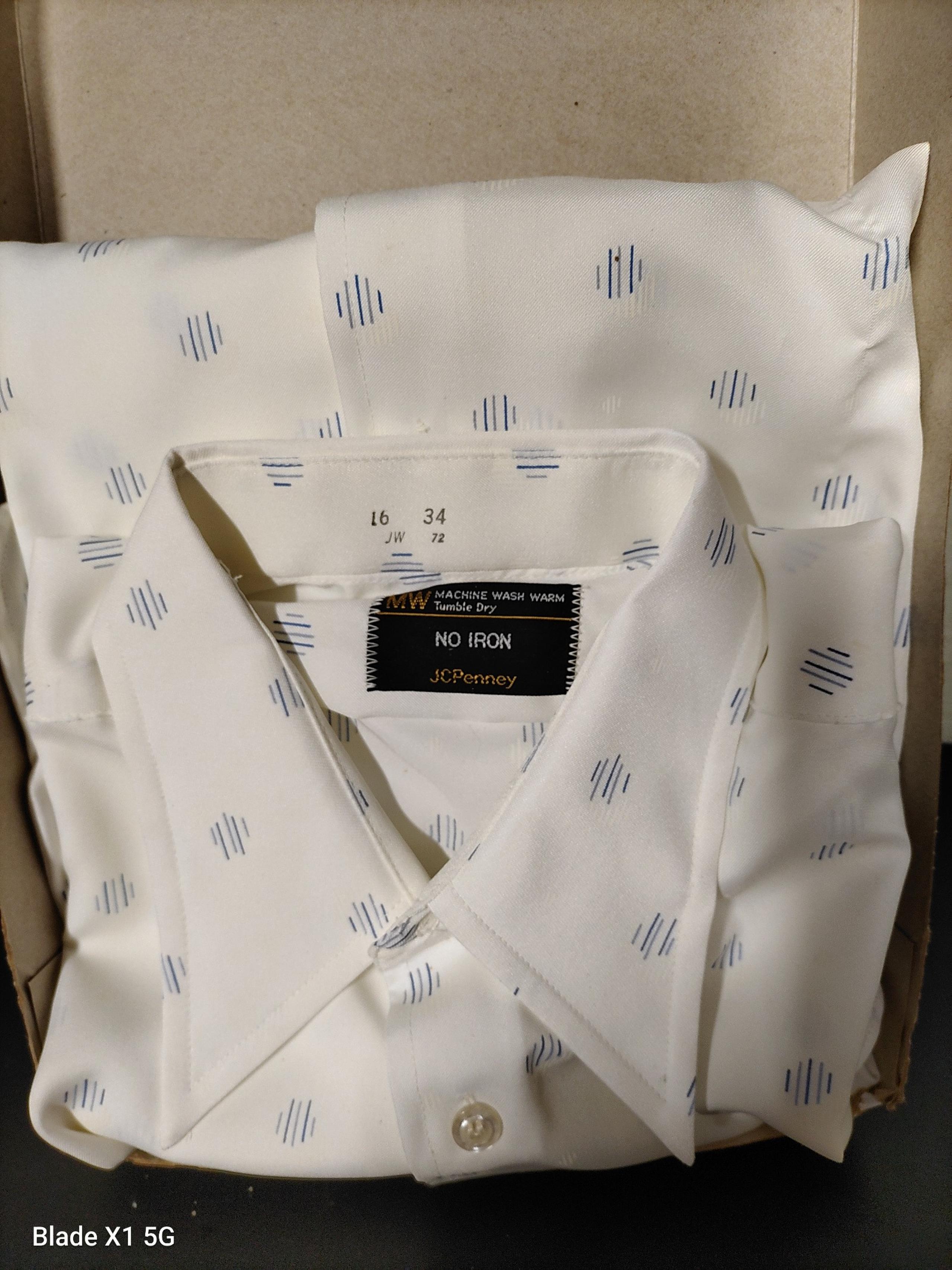 JCPenney Vintage No Iron Button Front Dress Shirt NEW Size 16 - 34