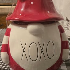 Rae Dunn 2021 Gnome XOXO Cookie Jar Made in China 10.5 Tall