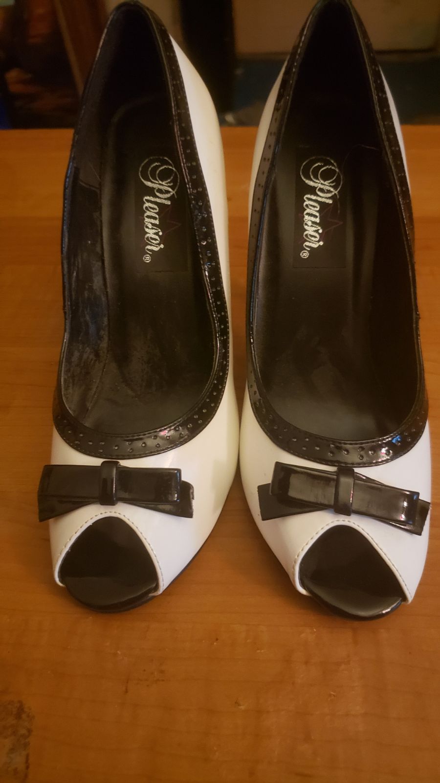 black and white high heels