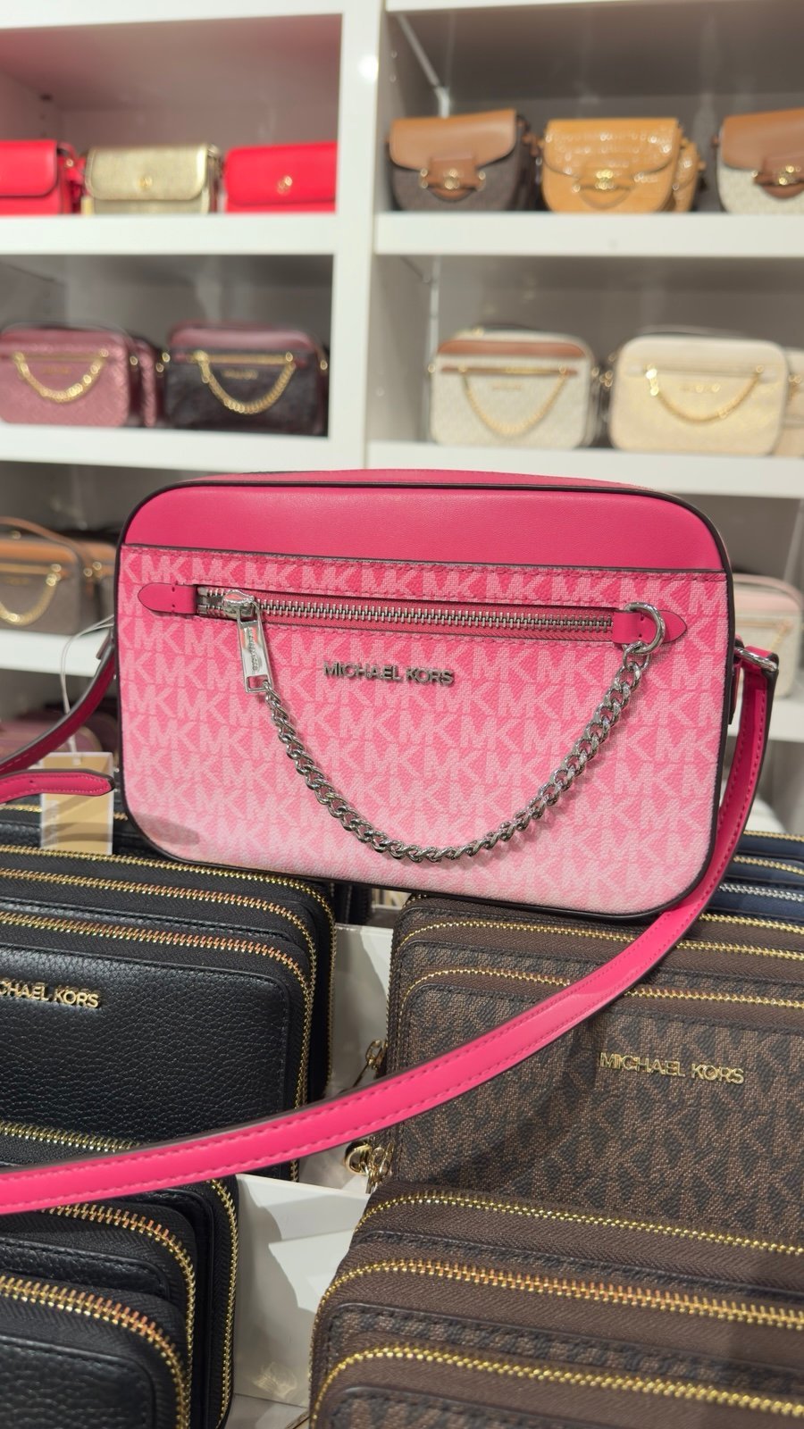 Michael kors jet set travel ew croosbody messenger Chain purse Bag Dragónfruit