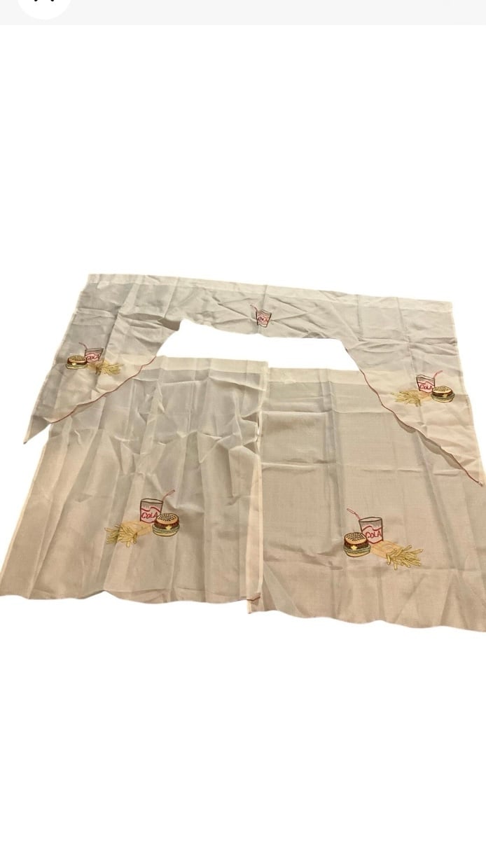 Cola hamburger and fries valance Curtain set Valance 58”w 35”L Panels 28”x35”