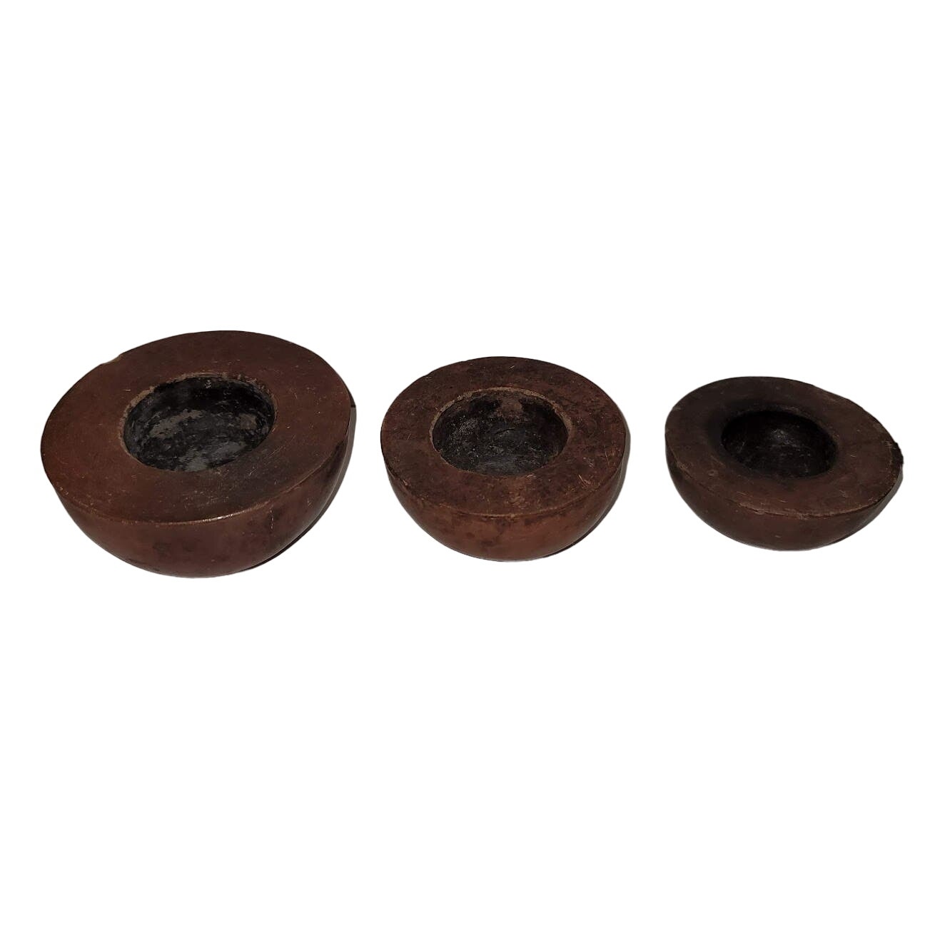 3 PIECE set handmade clay smudge pots incense bowl Candle holders MCM Vessel