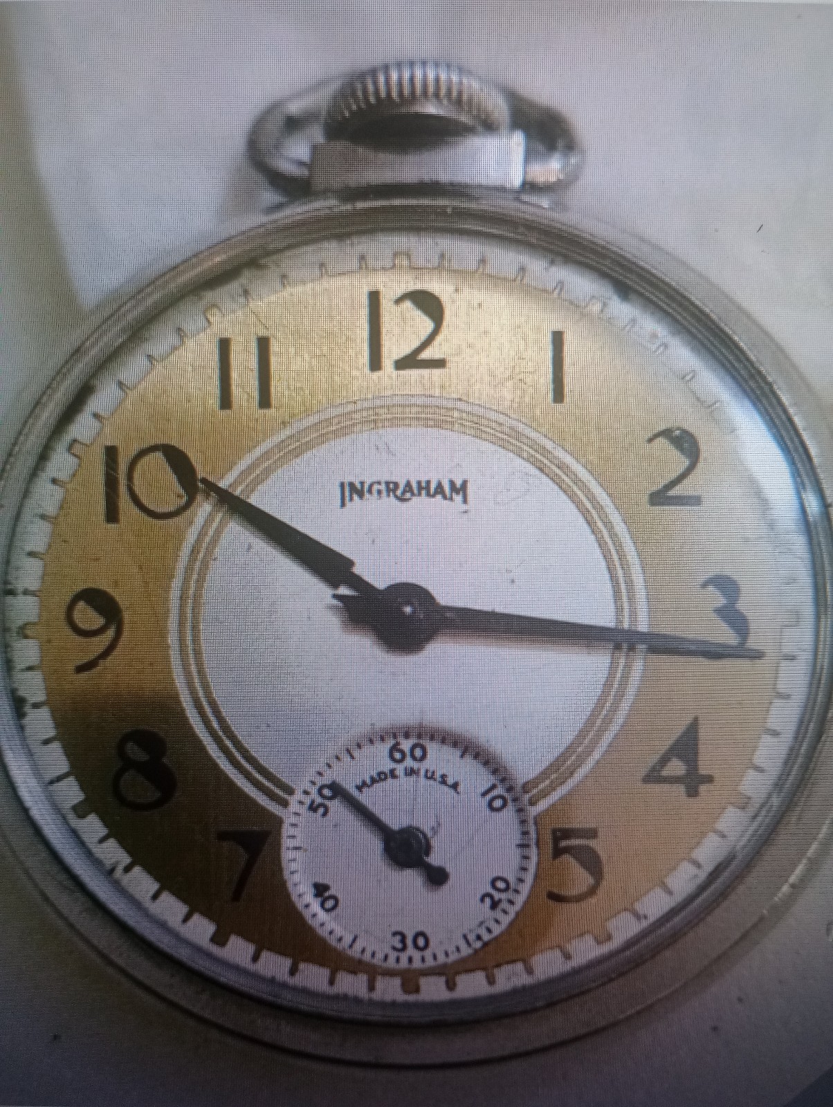 Vintage rare Ingraham manual pocket watch 1954