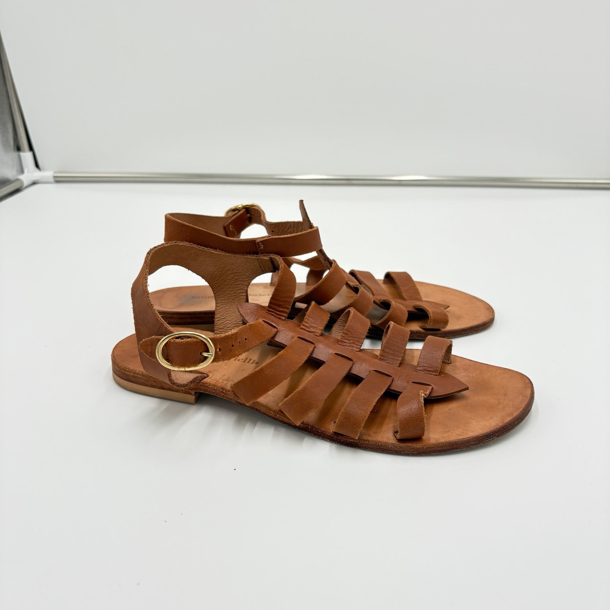 Anthropologie Morena Gabrielli Classic Gladiator Sandals Brown Women Size 39 8.5
