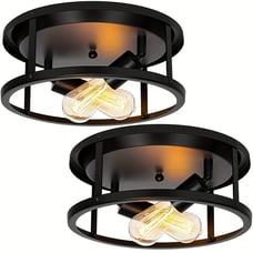 Black Flush Mount Ceiling Light, , Industrial Farmhouse fsa1