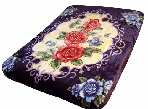 Solaron Twin/Full Roses Purple Ultra Fine Polyester Mink Blanket