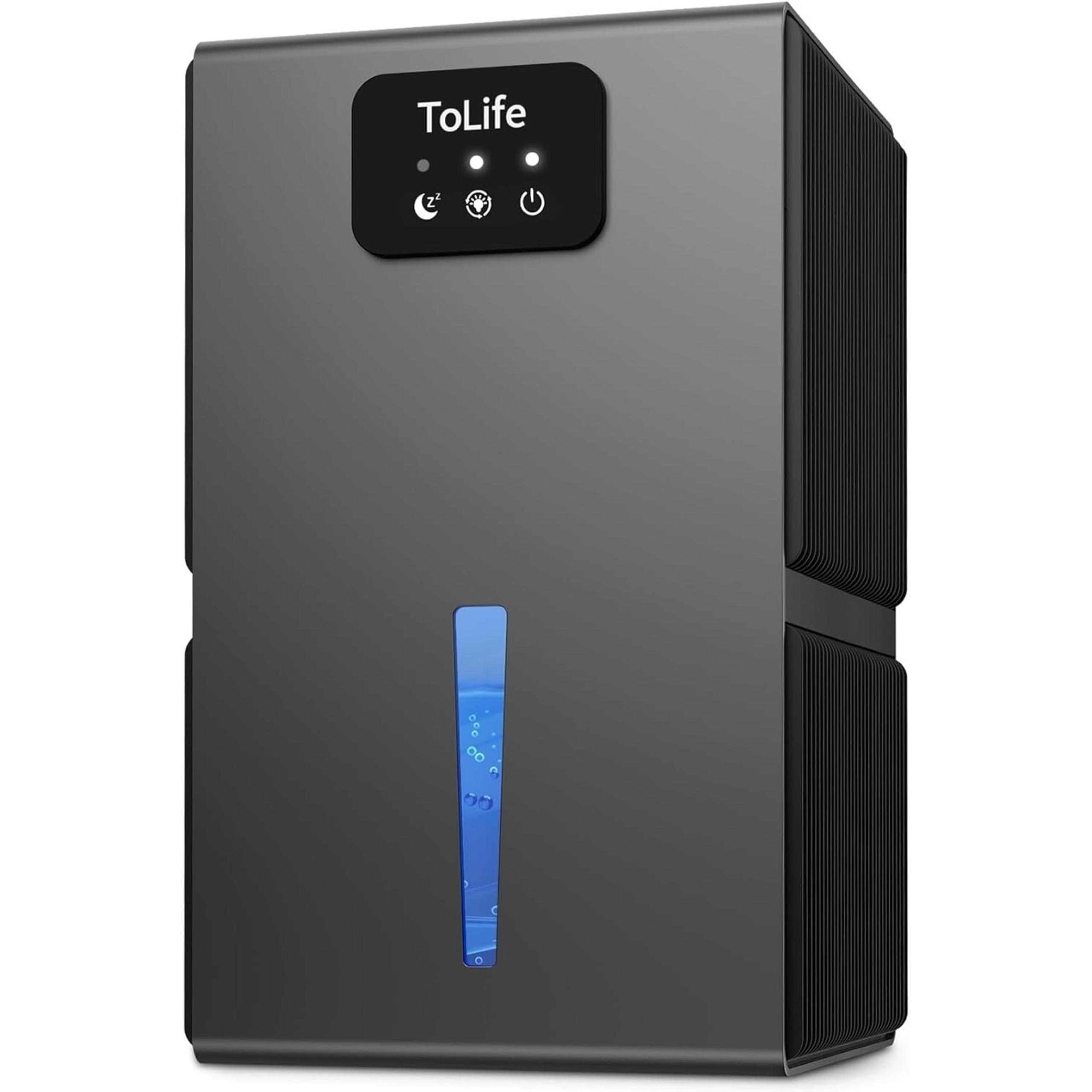 ToLife Dehumidifiers for Home 95 OZ Water Tank with Auto-Off 1000 sq.ft Grey