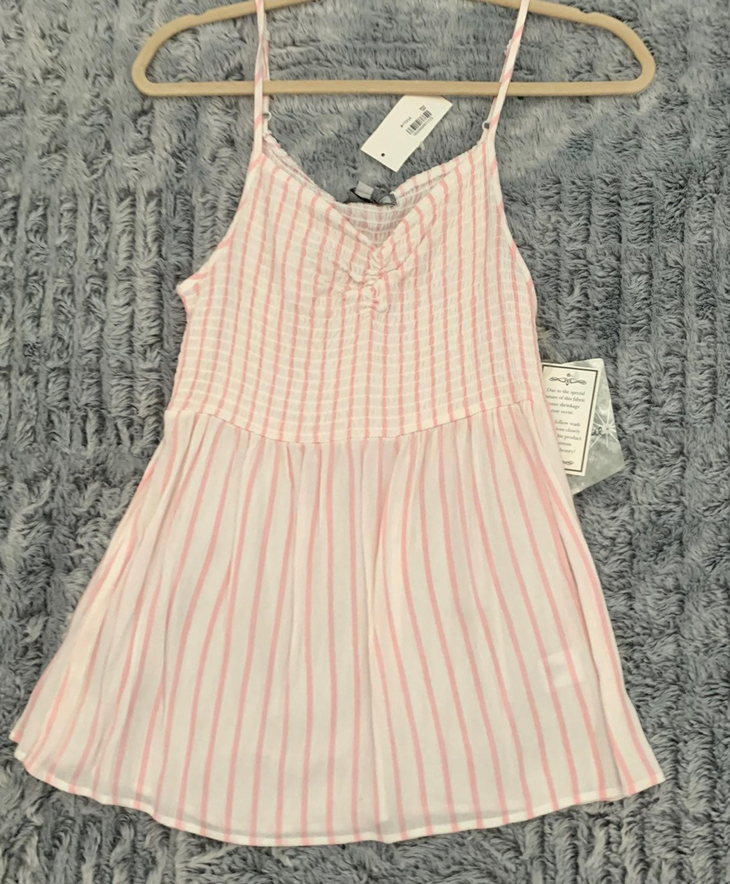 Pink Striped Shirred Cami Large