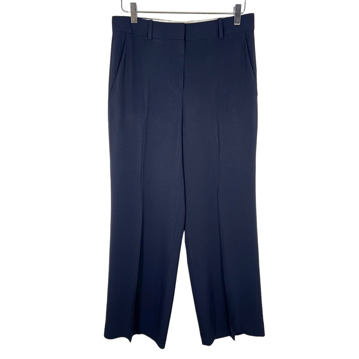 Everlane Women's Straight Leg Dress Pants 4 Navy Blue Flat Front Career