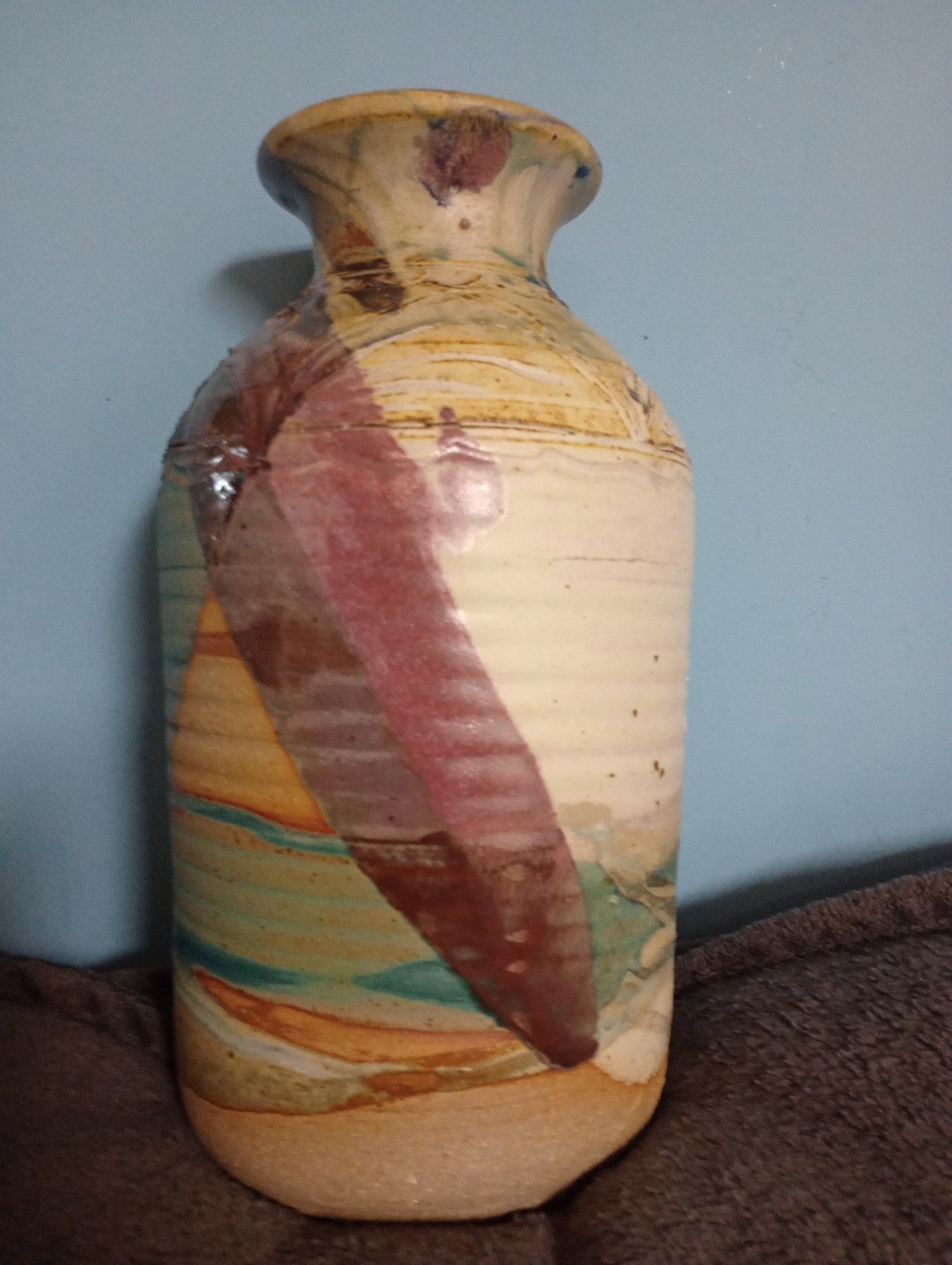 Signed Antique? Stoneware Ceramic Pottery Vase Large Glaze Rustic western home