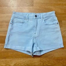 NWOT Good American baby blue high rise denim shorts size 6/28